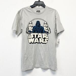 Star Wars Men's Darth Vader‎ & Stormtroopers Circular Icon Gray Shirt Small